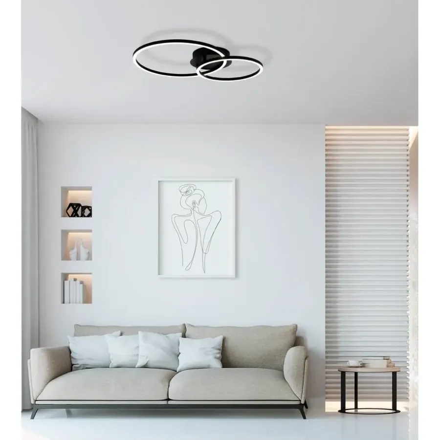 EGLO Palmaves 2 plafondlamp - LED - 55 cm - Rond - Zwart