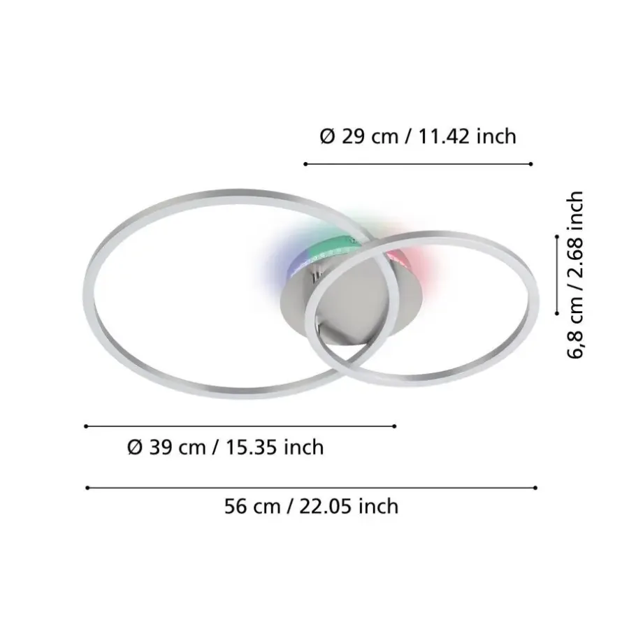 Plafondlampen-EGLO Palmaves 3 Plafonnière - LED - 55 cm - Zilvergrijs
