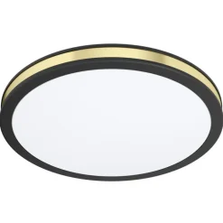 Plafondlampen-EGLO Pescaito Plafond- en Wandlamp - LED - Ø 28 cm - Zwart/Wit/Goud