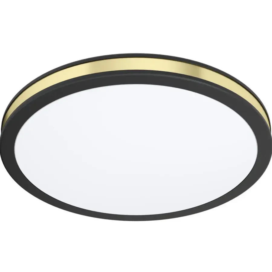 Plafondlampen-EGLO Pescaito Plafond- en Wandlamp - LED - Ø 28 cm - Zwart/Wit/Goud