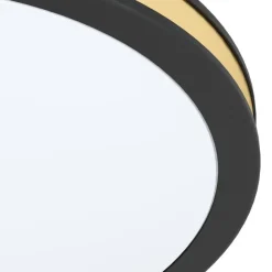 Plafondlampen-EGLO Pescaito Plafond- en Wandlamp - LED - Ø 28 cm - Zwart/Wit/Goud