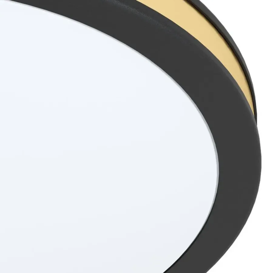 Plafondlampen-EGLO Pescaito Plafond- en Wandlamp - LED - Ø 28 cm - Zwart/Wit/Goud