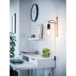 Wandlampen-EGLO Pockley Wandlamp - E27 - 29,5 cm - Bruin/Zwart