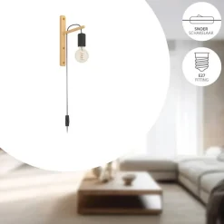 Wandlampen-EGLO Pockley Wandlamp - E27 - 29,5 cm - Bruin/Zwart