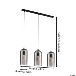 EGLO Roccamena 1 Hanglamp - E27 - 73 cm - Zwart