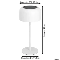 Tafellampen-EGLO Roccanova Tafellamp - Solar - 30 cm - Wit - Oplaadbaar