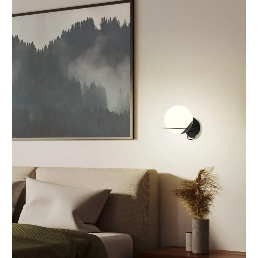 Wandlampen-EGLO Sabalete Wandlamp - E27 - Glas - Zwart/Wit