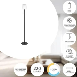 Staande Lampen-EGLO Scordiano-L Vloerlamp - Solar - 120 cm - Zwart