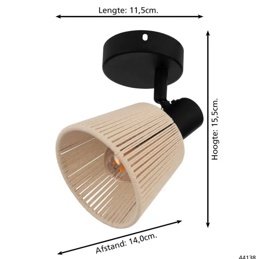 Wandlampen-EGLO Seagard Spot - E14 - 11.5 cm - Crème - Kantelbaar