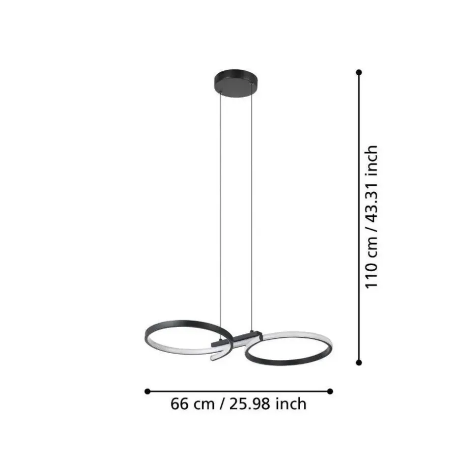 EGLO Serpins Hanglamp - LED - 66 cm - Zwart/Wit
