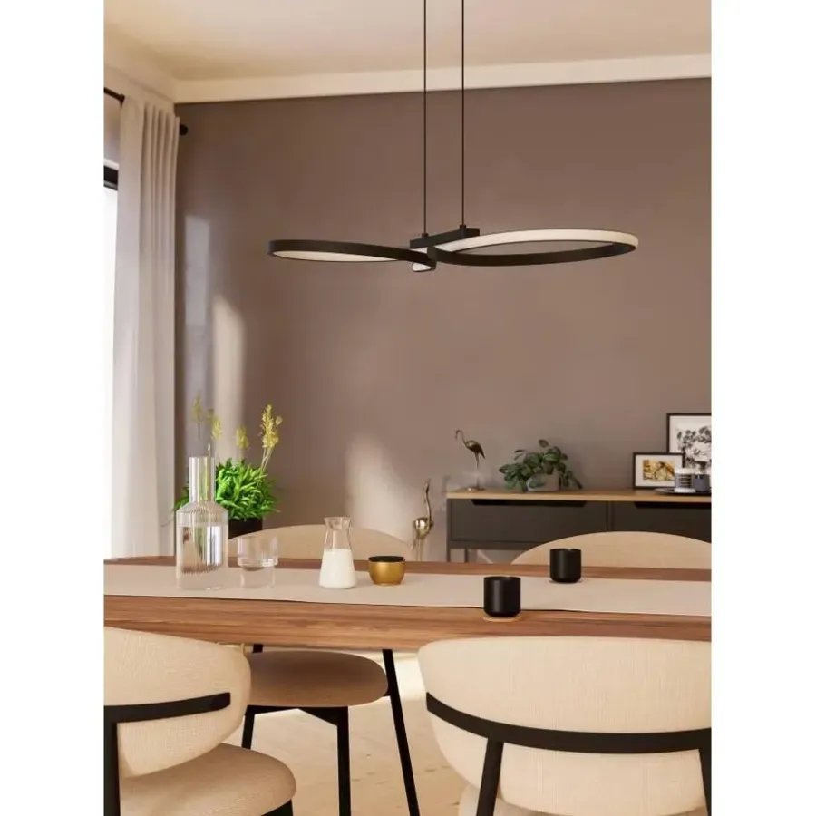 EGLO Serpins Hanglamp - LED - 66 cm - Zwart/Wit