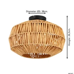 EGLO Sheldon Plafondlamp - E27 - Ø 38 cm - Bruin/Zwart - Papier