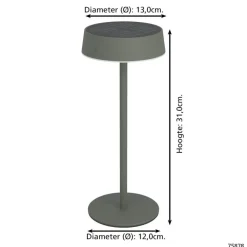 Tafellampen-EGLO Simeri Tafellamp Buiten - Solar - 31 cm - Groen - Oplaadbaar