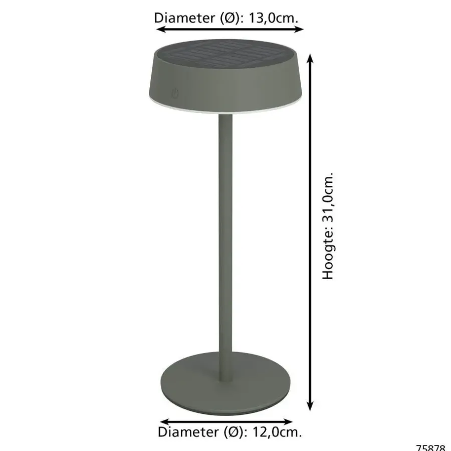 Tafellampen-EGLO Simeri Tafellamp Buiten - Solar - 31 cm - Groen - Oplaadbaar