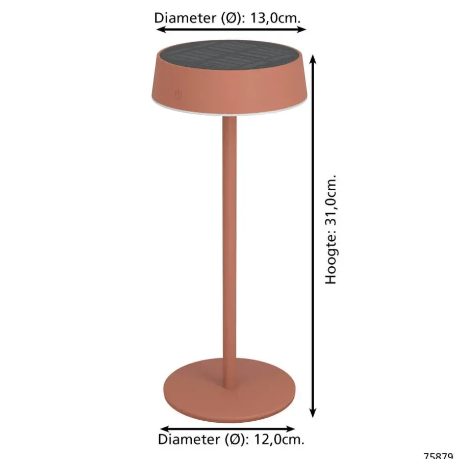 EGLO Simeri Tafellamp Buiten - Solar - 31 cm - Oranje - Oplaadbaar