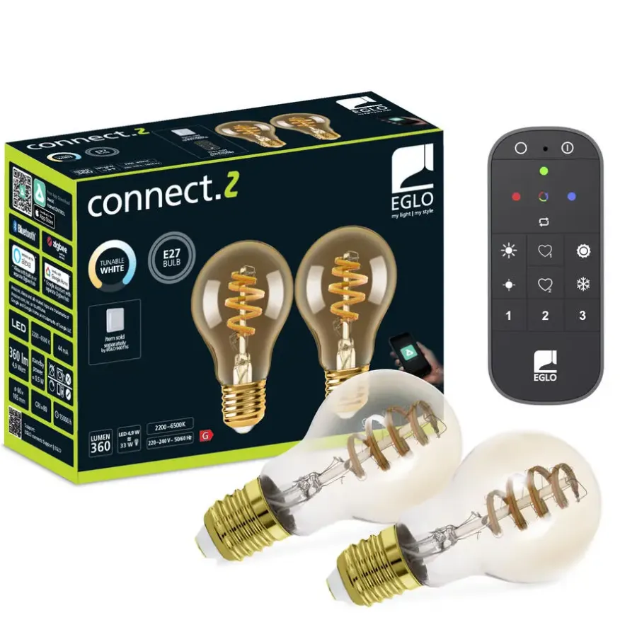 EGLO connect.z EGLO starter-z Starterspakket - 2x E27 Spiral LED lampen - Afstandsbediening