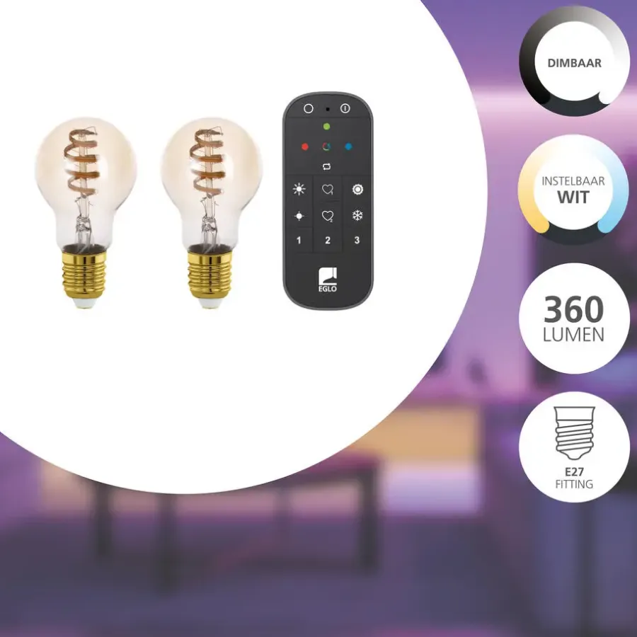 EGLO connect.z EGLO starter-z Starterspakket - 2x E27 Spiral LED lampen - Afstandsbediening