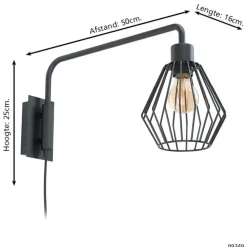 Wandlampen-EGLO Tabillano 1 Wandlamp - E27 - 16 cm - Zwart