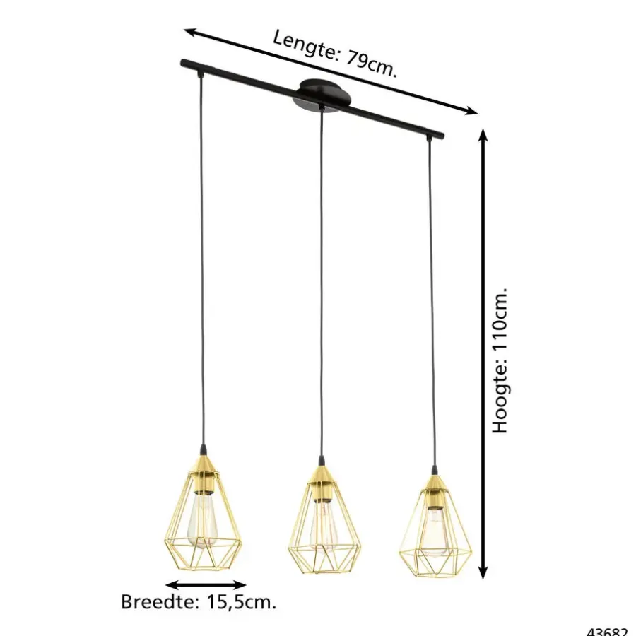 Hanglampen-EGLO Tarbes Hanglamp - E27 - 79,5 cm - Goud