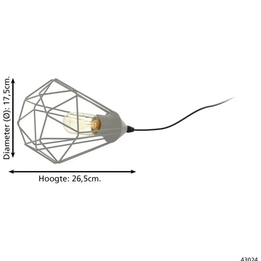 EGLO Tarbes tafellamp - E27 - Ø 17,5 cm - Grijs