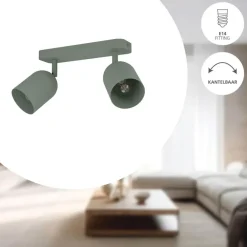 Spots-EGLO Tilston Spot - E14 - 28 cm - Groen - Kantelbaar