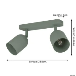 Spots-EGLO Tilston Spot - E14 - 28 cm - Groen - Kantelbaar