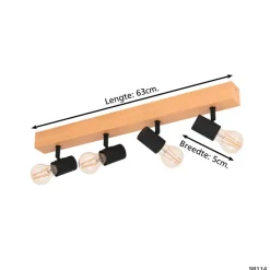 Spots-EGLO Townshend 3 Spot - E27 - 63 cm - Bruin/Zwart