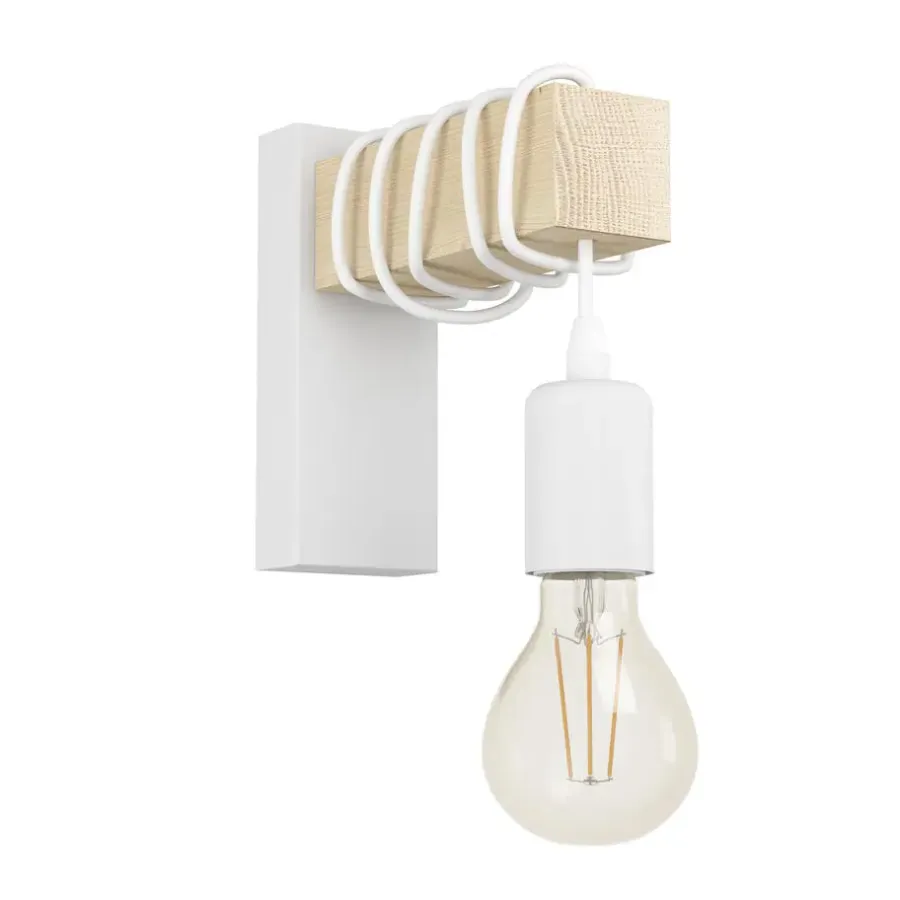 Wandlampen-EGLO Townshend Wandlamp - E27 - 21,5 cm - Wit/Bruin