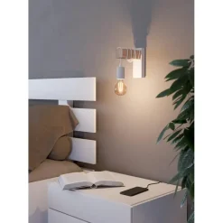 Wandlampen-EGLO Townshend Wandlamp - E27 - 21,5 cm - Wit/Bruin