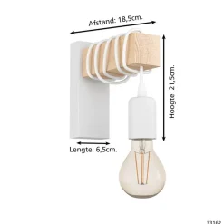 Wandlampen-EGLO Townshend Wandlamp - E27 - 21,5 cm - Wit/Bruin