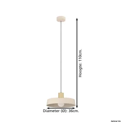 EGLO Valdiola Hanglamp - E27 - Ø 36 cm - Beige/Goud - Staal
