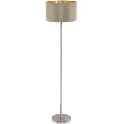 Staande Lampen-EGLO vloerlamp Maserlo - taupe/goud