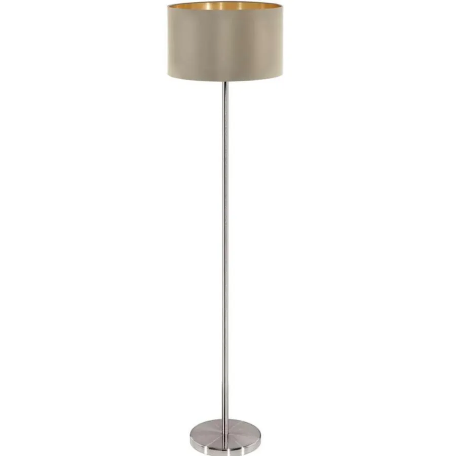 Staande Lampen-EGLO vloerlamp Maserlo - taupe/goud
