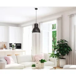 Hanglampen-EGLO EburyHanglamp-E27-Ø38cm-Zwart/Wit