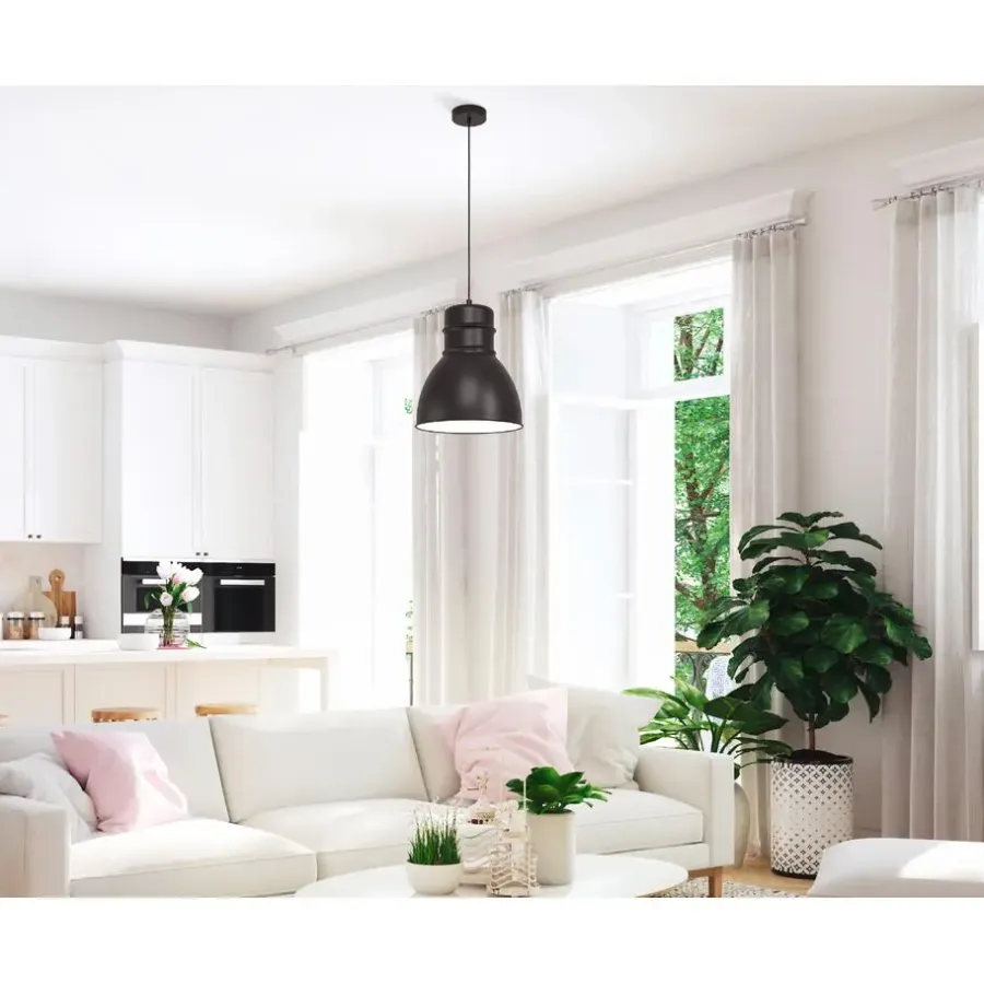 Hanglampen-EGLO EburyHanglamp-E27-Ø38cm-Zwart/Wit