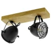 Plafondlampen-EGLO Gatebeck-wand/plafondlamp-2-lichts-E14-hout/zwart