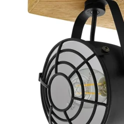 Plafondlampen-EGLO Gatebeck-wand/plafondlamp-2-lichts-E14-hout/zwart