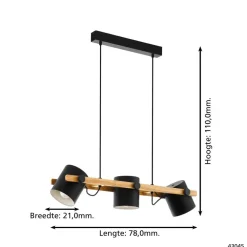EGLO HornwoodHanglamp-E27-78cm-Zwart/Crème/Bruin