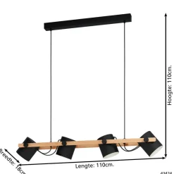 EGLO HornwoodHanglamp-E27-110cm-Zwart/Crème/Bruin