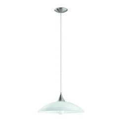 Hanglampen-EGLO Lazolo-Hanglamp-1Lichts-Ø420mm.-Nikkel-Mat-WitGelakt