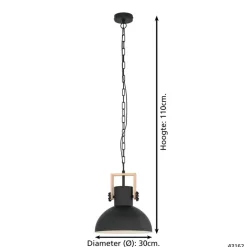Hanglampen-EGLO LubenhamHanglamp-1lichts-Ø30cm.-E27-Zwart/hout