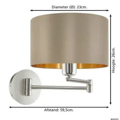 EGLO Maserlo-Wandlamp-1Lichts-ø23cm-Nikkel-Mat-Taupe-Goud