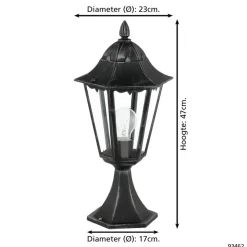 EGLO Navedo-Buitenverlichting-Tuinpaaltje-1Lichts-Zwart,Zilver-Patina