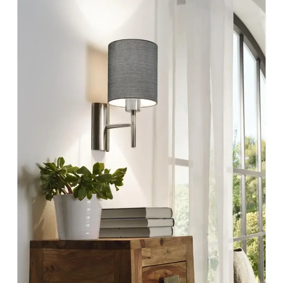 Wandlampen-EGLO Pasteri-Wandlamp-1Lichts-Nikkel-Mat-Grijs
