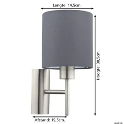 Wandlampen-EGLO Pasteri-Wandlamp-1Lichts-Nikkel-Mat-Grijs