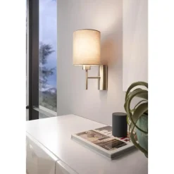 Wandlampen-EGLO Pasteri-Wandlamp-1Lichts-Nikkel-Mat-Taupe