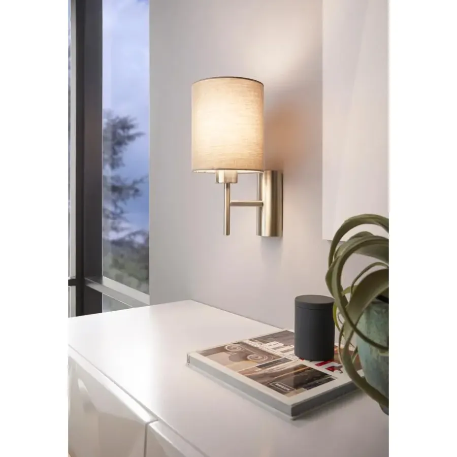 Wandlampen-EGLO Pasteri-Wandlamp-1Lichts-Nikkel-Mat-Taupe