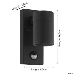 EGLO Riga5WandlampBuiten-Sensor-GU10-16,5cm-Sensor-Zwart
