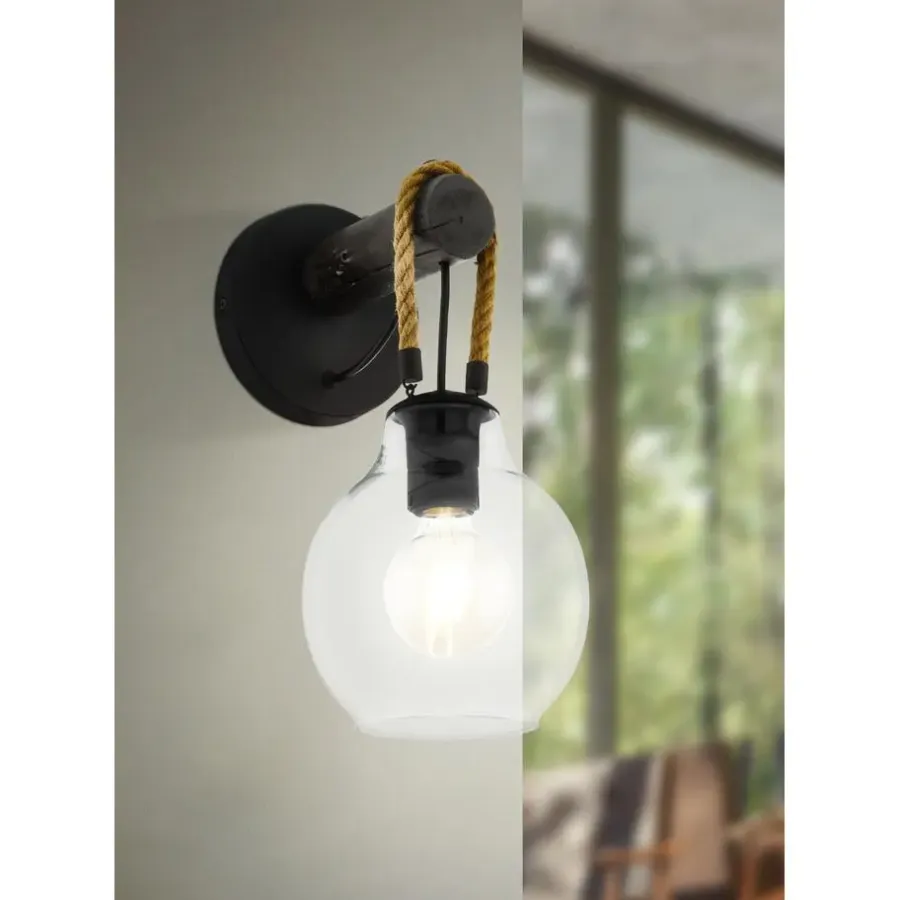 EGLO RodingWandlamp-E27-35cm-Zwart/Bruin