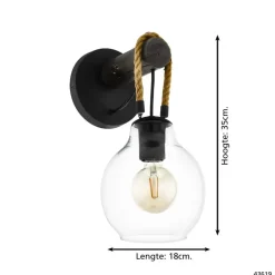 EGLO RodingWandlamp-E27-35cm-Zwart/Bruin